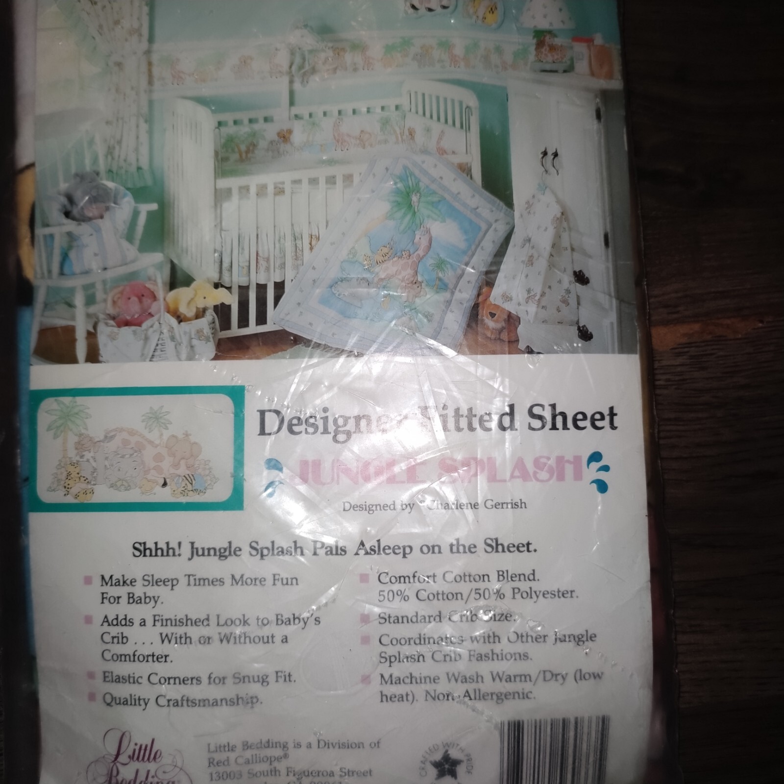 Vintage Little Bedding Red Calliope Jungle Splash Fitted Crib Sheet