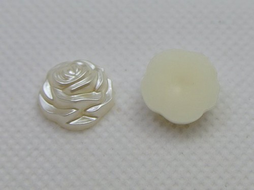 200 Ivory Acrylic Flatback Pearl Engraved Rose Flower Cabochons 12mm Bow Center - Picture 4 of 5