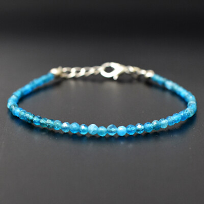 12 kt Erde abgebaut 6 Zoll lang blau Apatit Rundschliff Perlen Armband JK-06E293