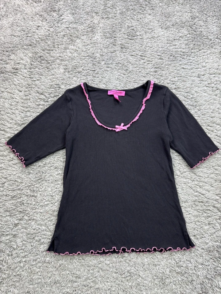 Conjunto de 2 piezas de pijamas Betsey Johnson íntimos para mujer pequeños negros para dormir pantalones Foto 3 de 4