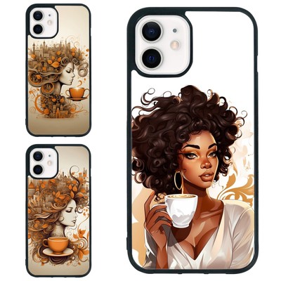 For iPhone XS XR 6 7 8 Plus SE 2nd 3rd black woman coffee cartoon TPU Phone Case