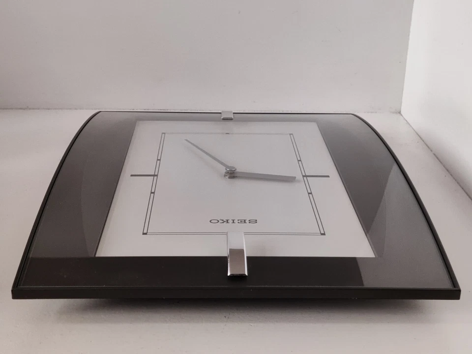 Seiko Quartz Wall Clock Rectangular 33x25cm Silver Black White Tested Working - Bild 3 von 4