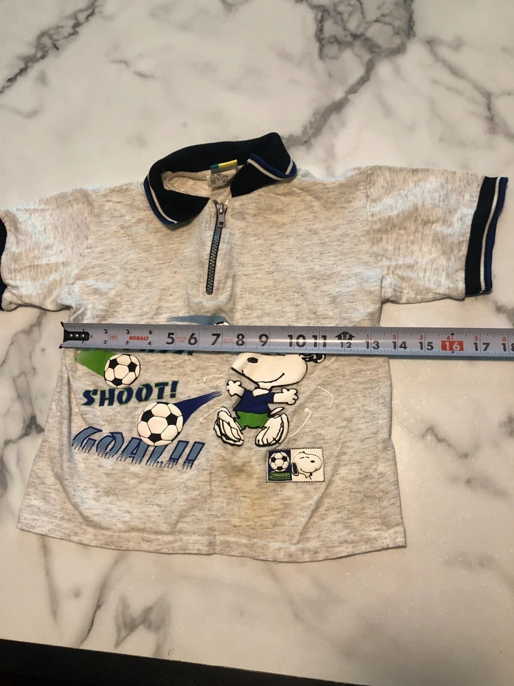 Snoopy Peanuts Shirt Boys Medium Gray Polyester Collared Short Sleeve 1/4 Zip - Image 3 of 4