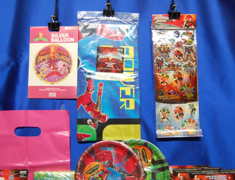 Розовый Power Rangers вечеринки # 16 тарелки скатерть салфетки спин свечи стикер Pog - Изображение 2 из 4