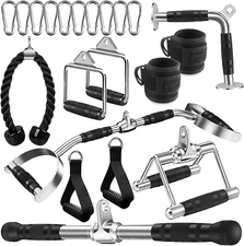 Solid Steel Cable Attachments for Gym Set with Wide Grip LAT Pull down Bar, LAT