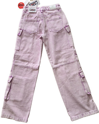 GoGo Women s/ Teens Purple High Rise Cargo Jeans. Colored Denim Collection. 