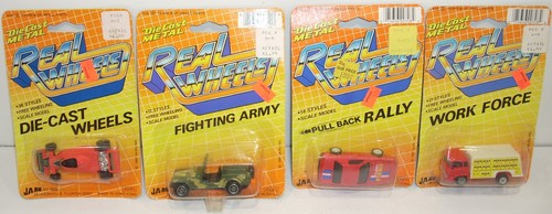 Diecast ECHTE RÄDER METALL AUTO (Menge 4) Brandneu Ja-Ru 1987 Vintage