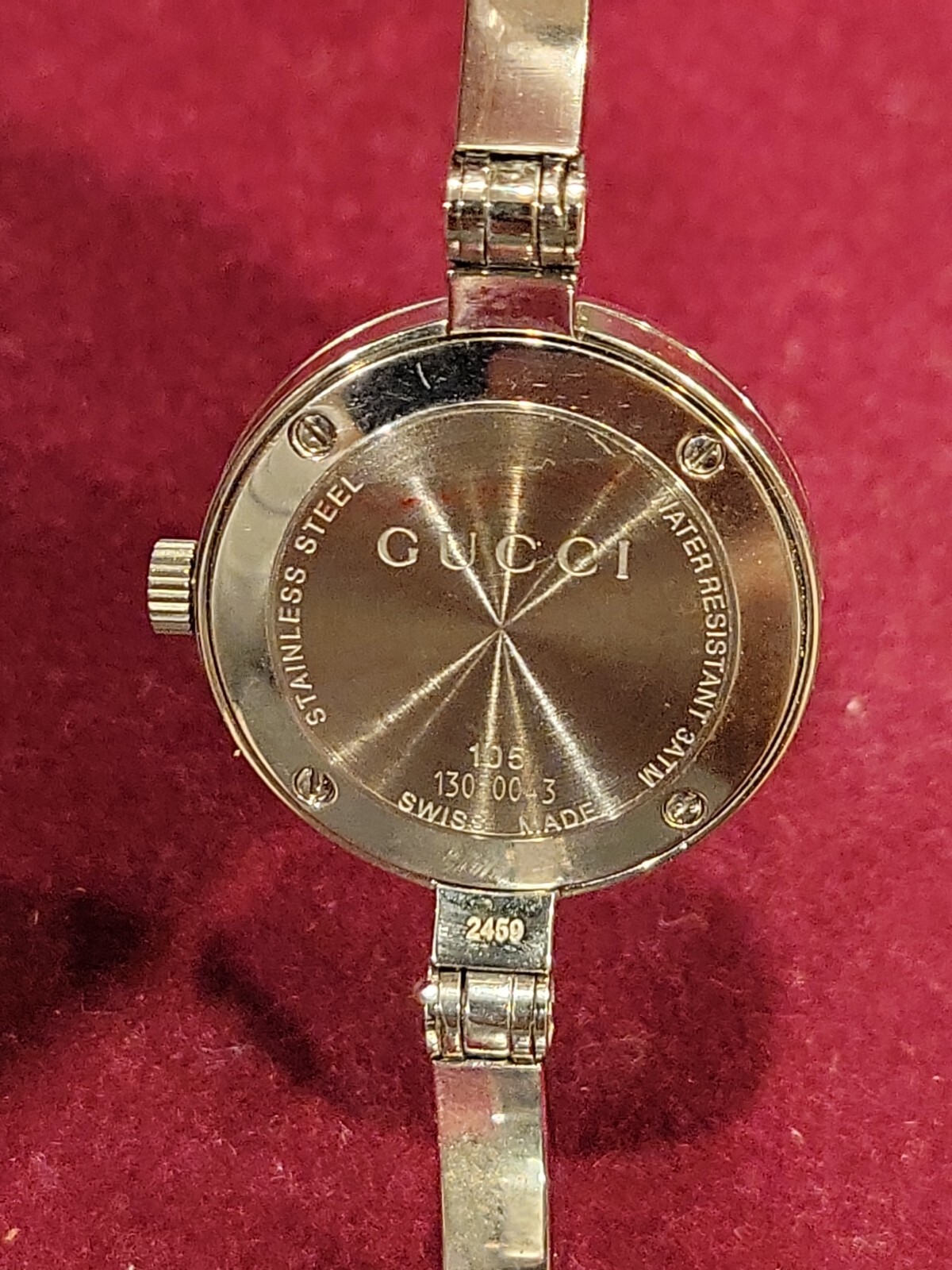 Gucci Silver 105 Monogram Pattern White Dial Quar… - image 8