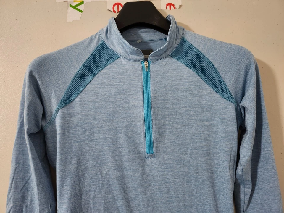 Pullover LIJA Top Mujer M Azul 1/4 Cremallera Rendimiento Activo Elastizado Golf Tenis Foto 3 de 4