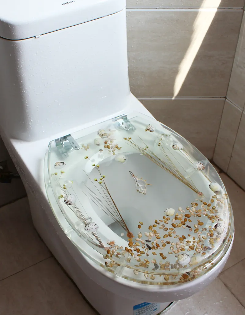 Transparent Safety Resin Toilet Seat Sea Shell Aquarium Style Bathroom Decor