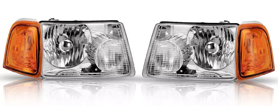 For 2001-2011 Ford Ranger XL XLT Clear Headlights Chrome+Corner Light Left+Right - Image 3 of 4