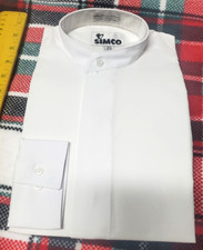 Simco Men's White Banded Collar, hidden buttons Dress/Tux Shirt Sz XS 32-33 NEW
