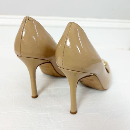 Kate Spade Catia Pumps with Gold Bow Size 7.5 Beige Patent Leather Women's - Picture 6 of 7