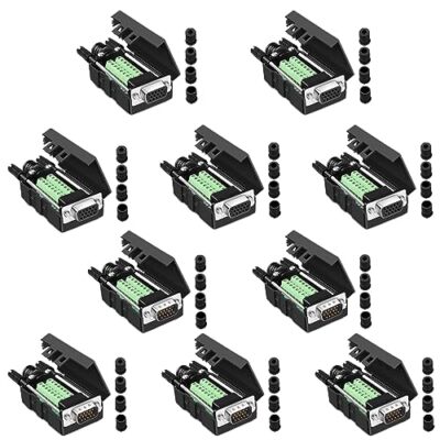 10Pcs VGA DB15 3Row Solderless Male Female Quick Connector 3+9 D-SUB 15 Pin P...