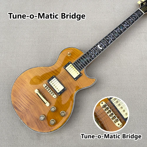 LP Custom Electric Guitar Abalone Flower Inlaid Fingerboard Tune-o-Matic Bridge