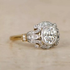 2Ct Vintage Diamond Antique Art Deco Engagement Ring 14k White Gold Over Size N