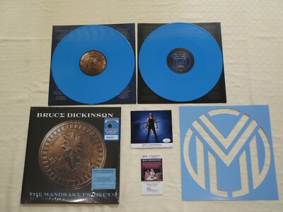 Bruce Dickinson Signed Mandrake Project Insert + 2 Blue LPs Album