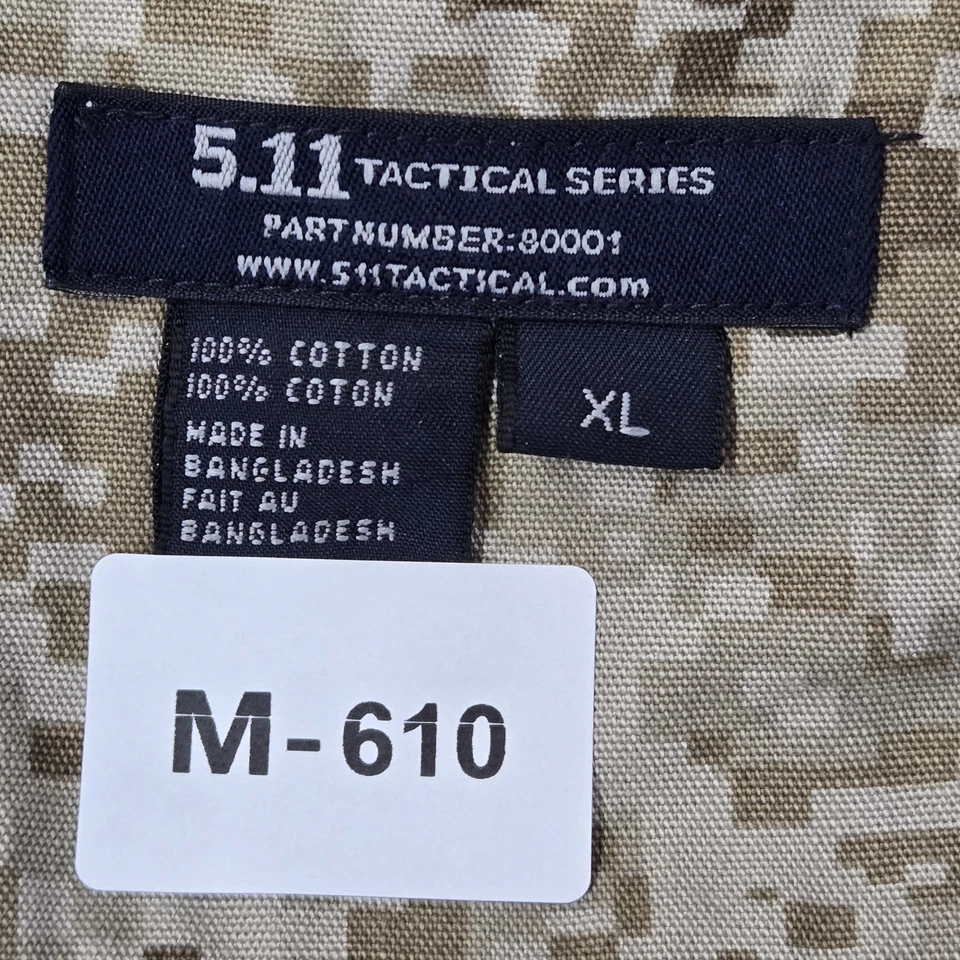 5.11 Tactical Men Vest XL Beige Camouflage Button Sleeveless Cotton Pockets - Image 2 of 4