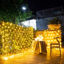 96 LED Solar Fairy String Net Lights Outdoor Mesh Light Christmas Party Decor