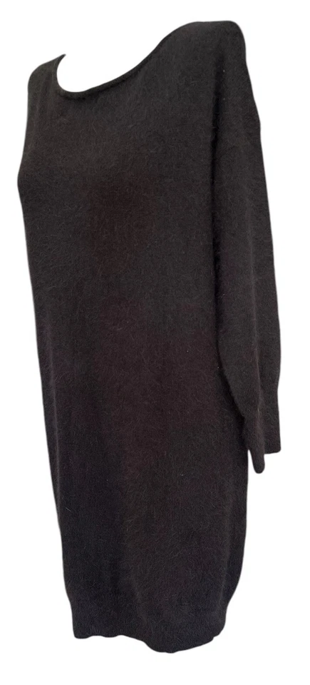 Vestido Juicy Couture Negro 68% Mezcla Angora Cuello Redondo Manga Larga Espalda Cremallera XL Foto 2 de 4