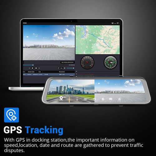4K 12" Dual Camera Dash Cam Car Rear View Backup Parking Recorder GPS WiFi GPS - Picture 4 of 16