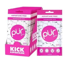 PUR Xylitol Chewing Gum POMEGRANATE MINT 55 Pieces, 12 Pack Sugarless Vegan