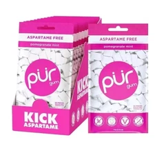 PUR Xylitol Chewing Gum POMEGRANATE MINT (55 Pieces, 12 Pack) Sugarless Vegan 