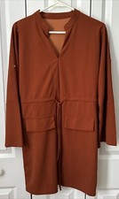 Orange Women’s Slip T-Shirt Dress Tie Waist Fake Pockets Size Small S NWOT!