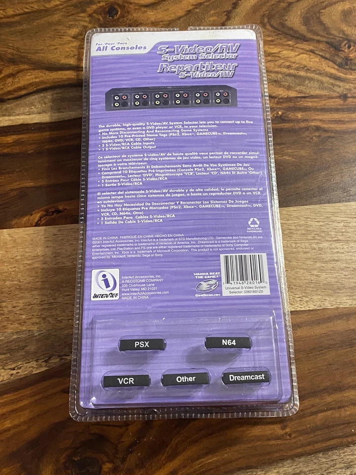 InterAct System Selector AV Gaming S-Video Switch Universal PS Nintendo Xbox NEW - Image 2 of 3