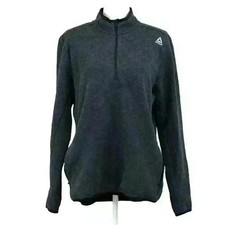 Reebok Gray Fleece Half Zip Mock Neck Sweatshirt Zip Pockets Size Large