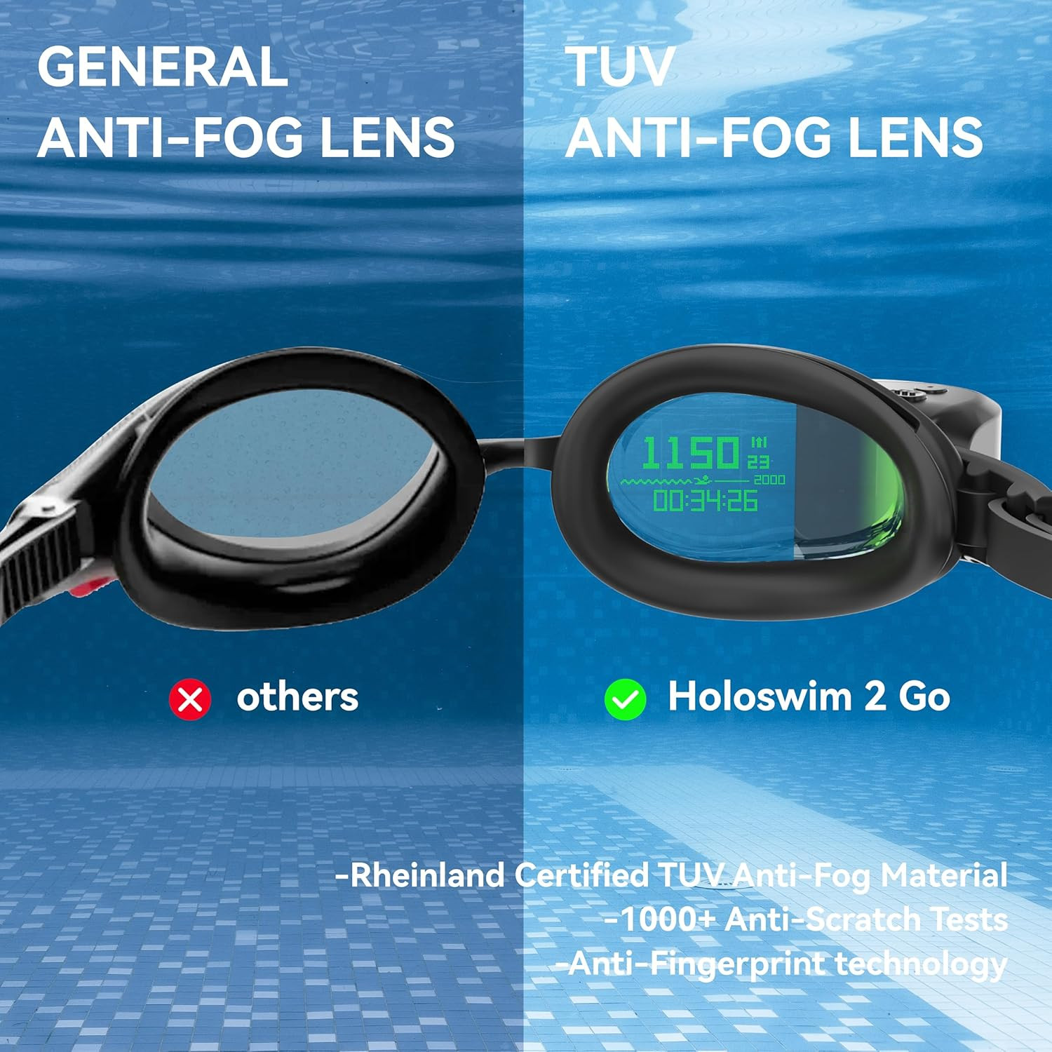 Holoswim 2 Go Smart Swim Goggles Anti-fog Swimming AR Goggles Real-time Display