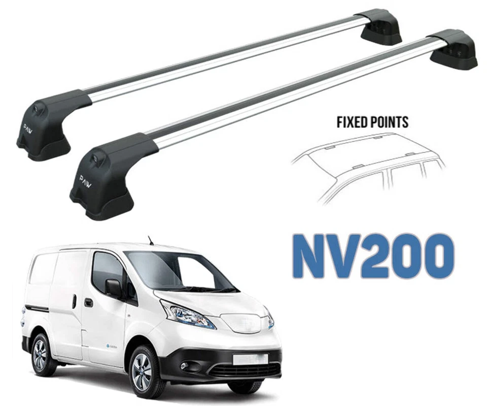 For Nissan NV200 2009-2021 2Qty Roof Rack Cross Bars Fix Point Alu Black - Image 2 of 4