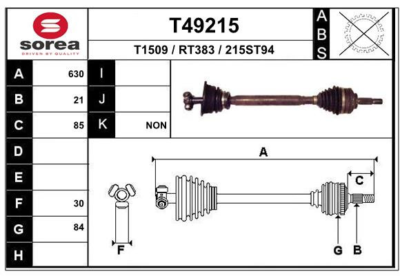EAI Antriebswelle Vorne Links FüR Renault Clio II Bb_ Cb_ Kangoo KC0/1_ T49215-image