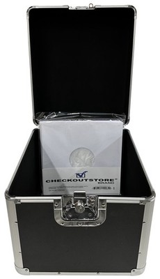 Black Aluminum 10'' (25cm) 78 RPM Vintage Record Storage Box (Holds 100 Records)