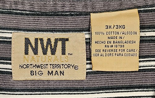 Mens 3X Northwest Territory Corduroy Button Down Shirt Long Sleeve Gray Stripes - Picture 6 of 11