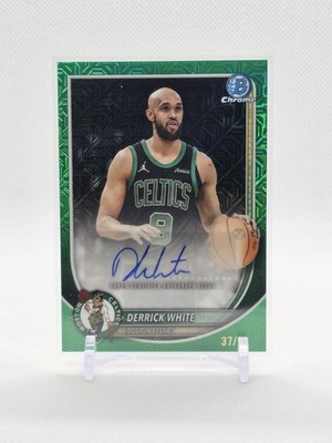 2025-26 Bowman Chrome #BCA-DI Derrick White Base Chrome Auto Green Mojo 37/99