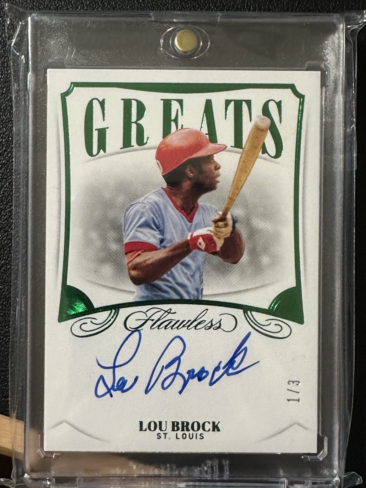 2020 Flawless Lou Brock Greats Auto Emerald SSP 1/3 Cardinals #GA-LB