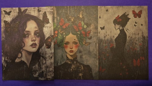 Gothic imagery and butterflies, quality 16 paper and 16 stickers, 32 pieces - Picture 2 of 13