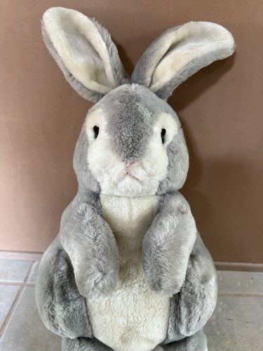 Russ Berrie TOBY Bunny Rabbit White Gray Plush Vtg 16” Stuffed No 987 ...