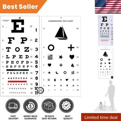 Visual Acuity  Charts - 2-Pack Snellen & Kindergarten Eye Charts, 20ft Usage