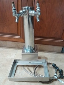 Micro Matic 3" Column Tower  2 Faucets  Draft Beer Tap With Drain Tray Clamp-on