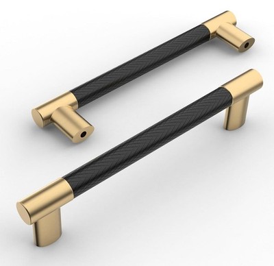 10PC  AMERDECO 5'' KNURLED  Matte Black and Gold cabinet hardware pulls/handles