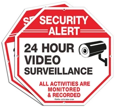 Video Surveillance Signs (2 Pack) 12 x 12 Rust Free .040 Aluminum Security Wa...