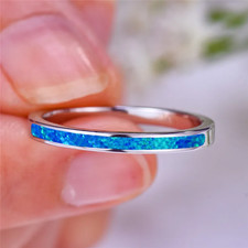 Sterling Silver White Fire Opal Stone Rings Wedding Jewelry for Women