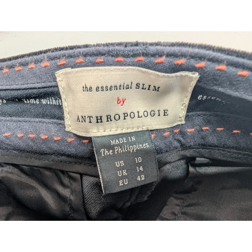 Pantalones de terciopelo ajustados Anthropologie The Essential para mujer con botones al tobillo negros talla 10 Foto 2 de 4