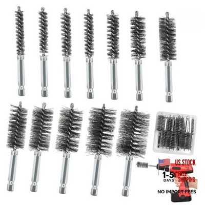 12PCS Sizes Stainless Steel Bore Brush Set (5/16''-1-3/16''), Wire Brushes for