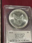 2014 Silver Eagle 💎PCGS MS70💎First Strike💎 John Mercanti Signature