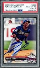 Ronald Acuna Jr. Signed 2017 Bowman Draft RC BD39 Braves PSA 10 Sig 9 PSA/DNA