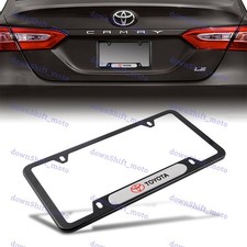 For 1pcs Toyota Black White Stainless Steel Metal License Plate Frame Brand New