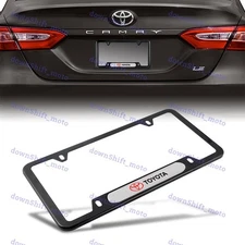 For 1PCS TOYOTA Black White Stainless Steel Metal License Plate Frame Brand New